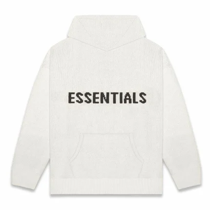Essentials White Knit Hoodie